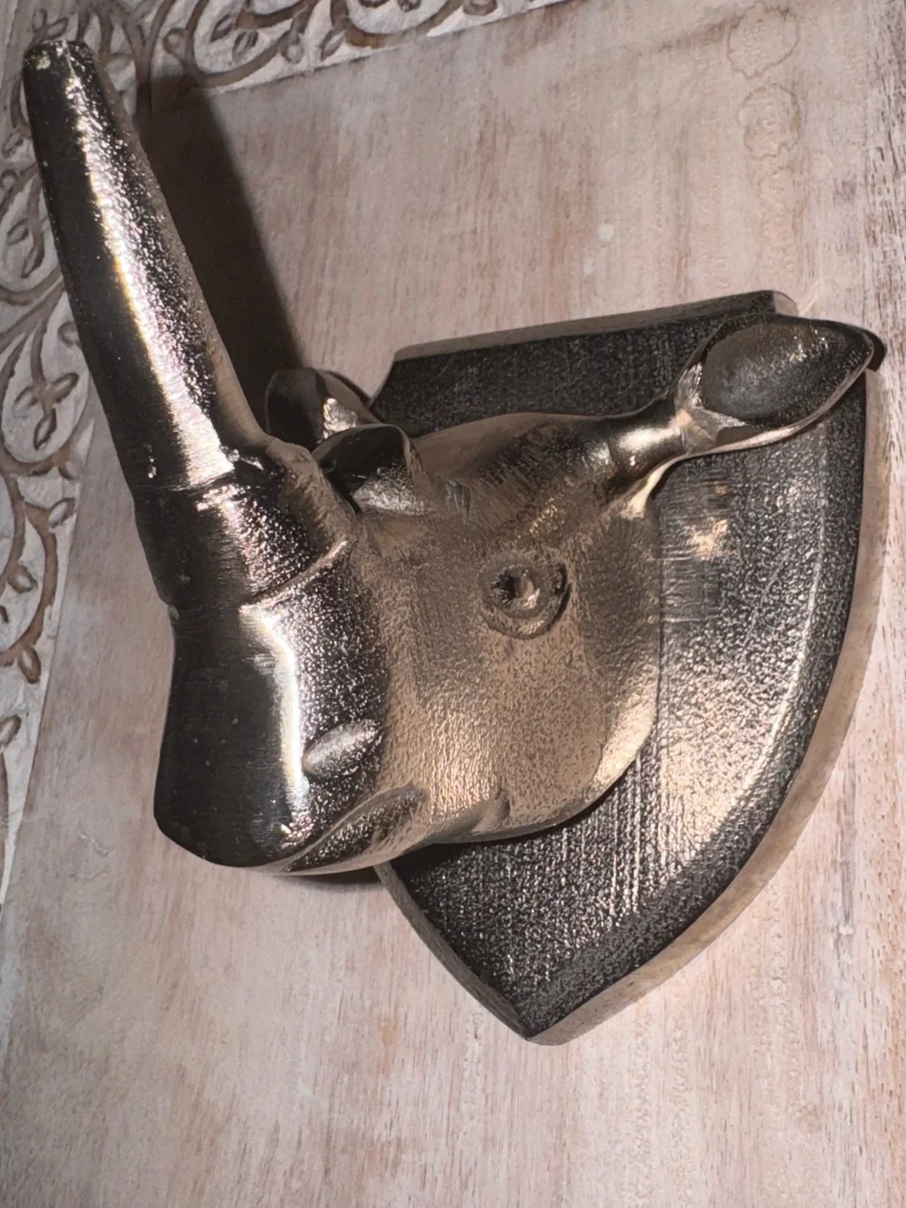 Metallic Rhinoceros Wall Hook